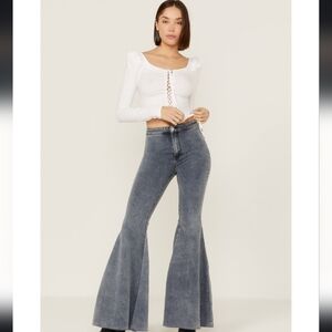 Free People Just Float On Flare Jeans Cloudy Indigo 29 We the Free Bellbottom